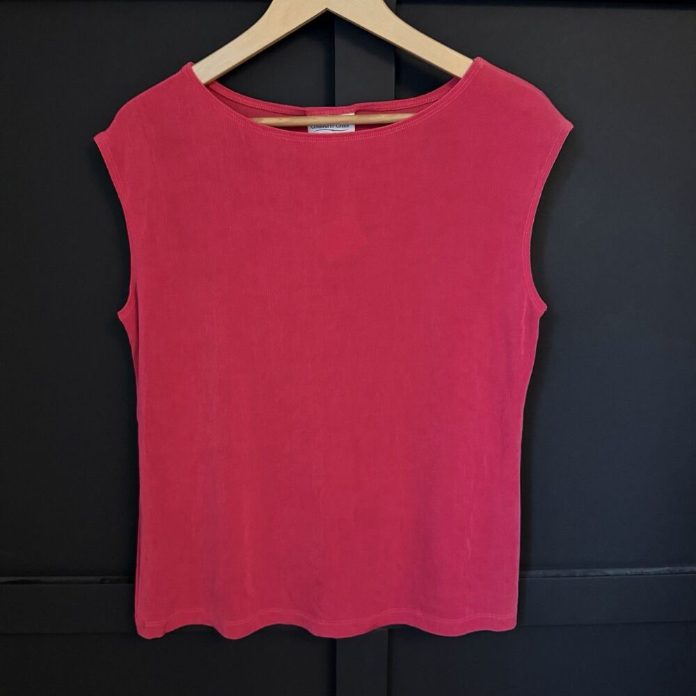 NWT Coldwater Creek Red Knit Sleeveless Tank Top Women’s Size L Regular Pullover
